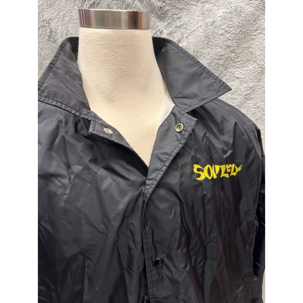 Vintage y2k windbreaker Jacket SOULFLY FIRE Flames Black Snap Nylon 2XL - Picture 8 of 10